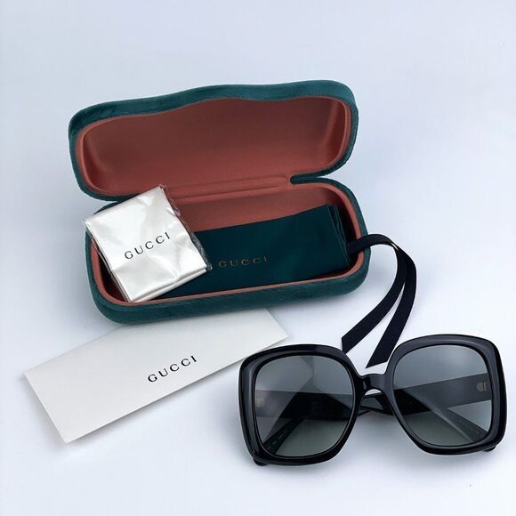 NEW Gucci GG0713S 006 Black Green Gray Gradient Oversized Woman Sunglasses - Picture 7 of 11